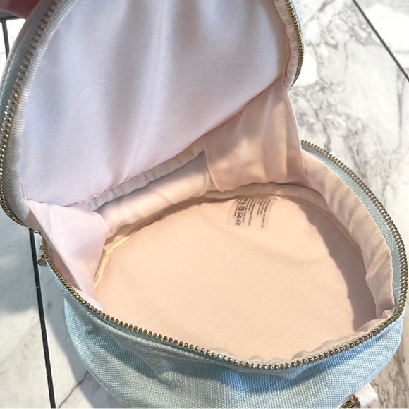 MARC JACOBS round wristlet bag canvas travel pouch white blue cherry pull NWOT - Picture 5 of 6